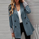 Chic Double-Breasted Blazer with Checked Design