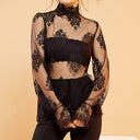 Ladies Sheer Lace-Detail Blouse