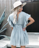 Chic Women's V-Neck Dress with Ruffle Accents
