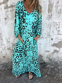 Chic Women's Maxi Dress with Deep V-Neck