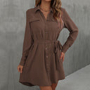 Women's Shirt Dress with Pockets & Tie Belt