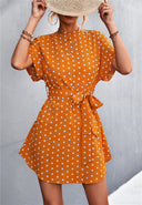 Chic Women's Polka Dot Dress with Waist Belt