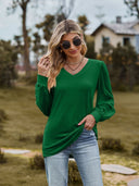 Chic V-Neck Top with Puff Sleeves for Women