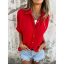Chic Women's Short Sleeve Blouse with Button Design