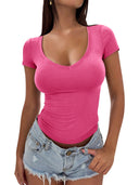 Women's V-Neck Fitted T-Shirt in Stretch Fabric