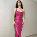 Chic Maxi Dress with Stylish Wrap Design and Spaghetti Straps