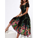 Floral Print Midi Dress with Flowing Hem