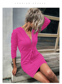 Women's Stylish Hooded Dress with Zipper and Adjustable Waist