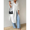 Chic Longline Button-Up Dress for Women