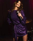 Shimmering Long Sleeve Mini Dress for Women