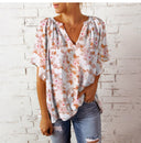 Floral V-Neck Women's Blouse Top