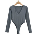 Chic Long Sleeve Deep V-Neck Bodysuit for Women
