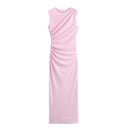 Chic Solid Color Sleeveless Pleated Dress