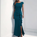 Chic Maxi Dress with Ruffles & Side Slit