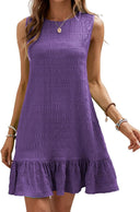 Ruffled Hem Textured Women's Dress