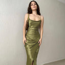 Chic Maxi Dress with Stylish Wrap Design and Spaghetti Straps