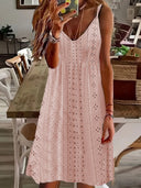 Women's V-Neck Eyelet Summer Dress