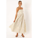 Chic Women's Striped Maxi Dress with Elastic Waist