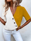 Chic Asymmetrical Blouse with Button Detail for Women