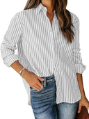 Women's Striped Blouse with Classic Collar Style