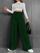 Women's Chic Wide Leg Leisure Pants with Elastic Waist