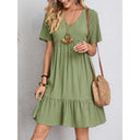 Women's Flared V-Neck Dress in Chic Style