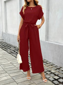 Chic Women's Wide-Leg Jumpsuit with Waist Knot