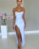 Women's Chic Maxi Dress with Spaghetti Straps and Side Slit