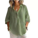 Stylish Women's Linen Blouse - Chic Design