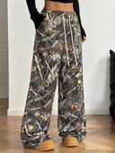 Women's High-Waisted Cargo Trousers with Stylish Pattern