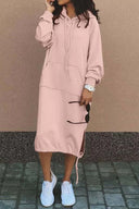 Chic Women's Hoodie Dress with Pocket Design