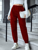Sporty Women's Cargo Pants with Elastic Waist and Convenient Pockets