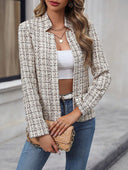 Chic Women's Tweed Blazer Jacket – Structured Design