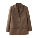 Chic Women's Faux Leather Blazer with Stylish Pockets