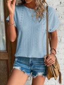 Lace Pattern Women's Round Neck Tee