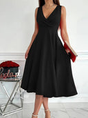 Chic A-Line Wrap Dress with V-Neck Design
