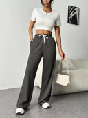 Elastic Waist Loose Fit Women's Leisure Pants