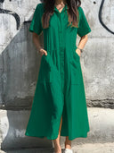 Button-Detail Women's Shirt Dress with Pockets