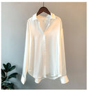 Women's Satin Blouse with Ruffle Accents