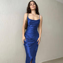 Chic Maxi Dress with Stylish Wrap Design and Spaghetti Straps