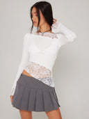 Chic Women's Long Sleeve Lace Accent Shirt
