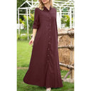 Chic Women's Shirt Dress with Hidden Buttons and Pockets