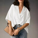 Chic Oversized Blouse with V-Neck Design