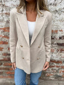 Chic Women's Double-Breasted Blazer with Stylish Button Closure