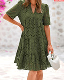 Chic Women's Summer Dress with Eyelet Design
