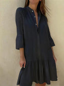 Chic Women's Ruffled Shirt Dress