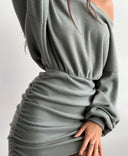 Women's Asymmetrical Mini Dress with Gathered Detail