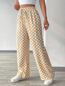 Women’s Checkered Trousers with Elastic Waistband - Trendy Design
