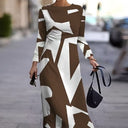 Graphically Designed Women's Long Sleeve Dress
