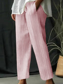 Women's Striped Design Pants with Adjustable Waistband